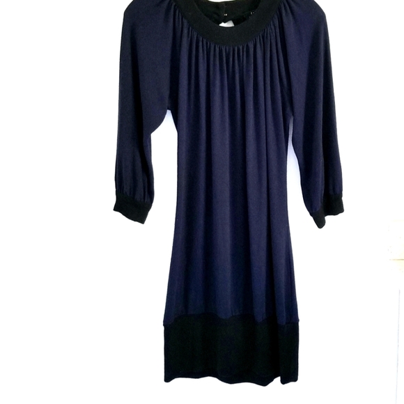 T-bags navy blue open back rayon knit dress small - Picture 1 of 5